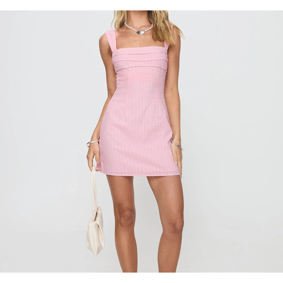 Princess Polly Dresses & Skirts - Princess Polly Anyone But You Pink Mini Dress Tie Back Bow Sweet Sleeveless Sz 4